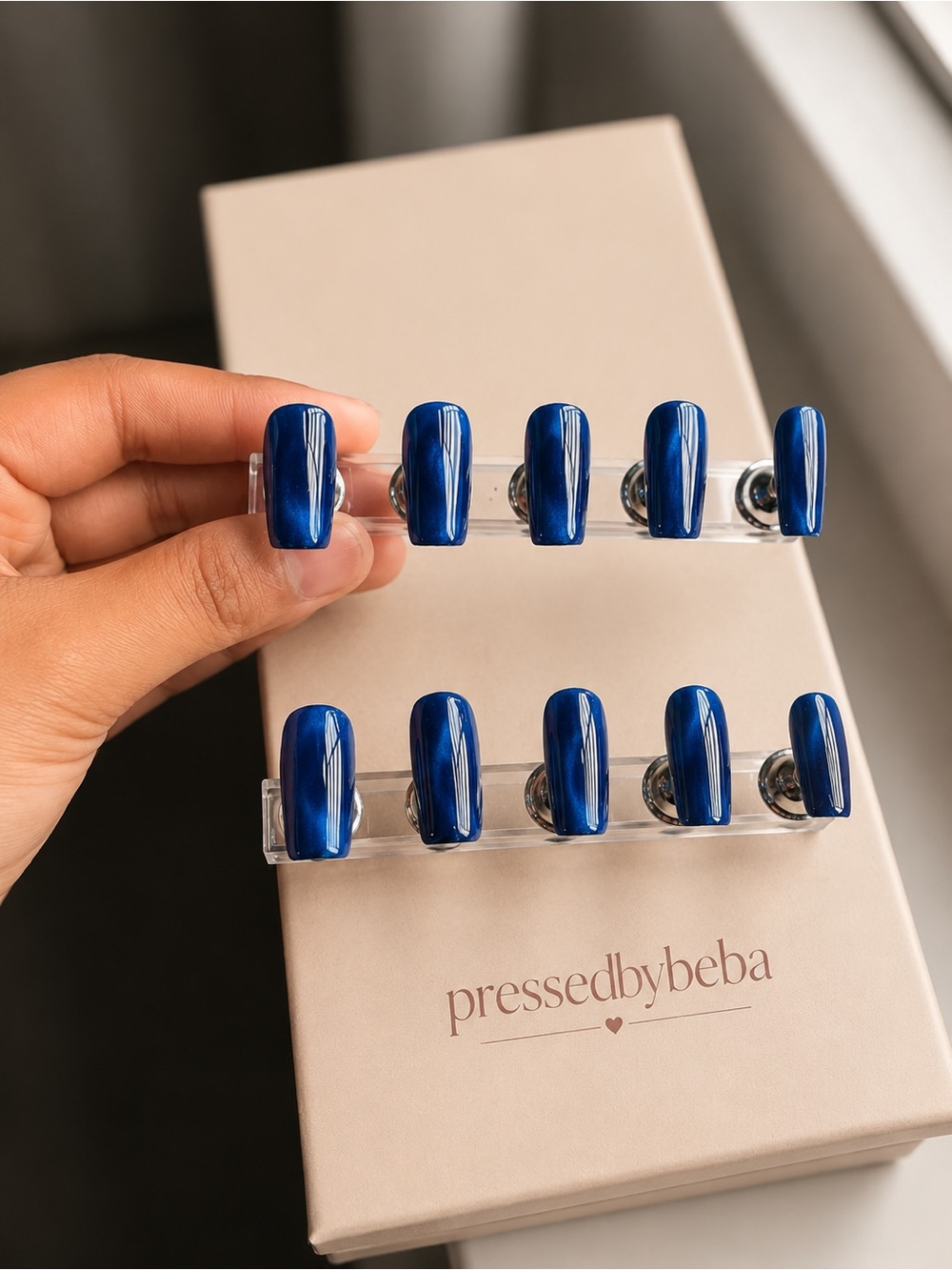 PressedByBeba Royal Blue Press-On Nails - Glossy Full-Cover Set